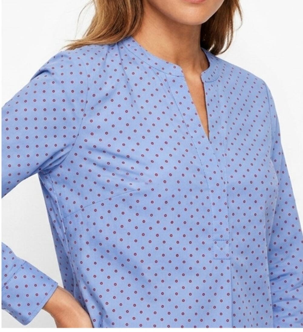 Talbots Blue Polka Dot Top Women Size XS